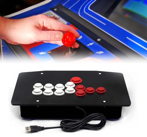 Arcade Fight Stick, Leverless Controller Arcade Fight Stick mit 5 Richtungstasten und 8 Großen Funktionstasten mit USB 2.0-Anschluss für PC-Emulator STEAM Game Center Switch Street Fighter 5 usw