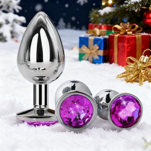 Fx1h- Purple 3 Pieces of Male Exercise Anil Plug Kit | Watertight Metal Bead Plaything Back Crystal for Men and Women in the Room