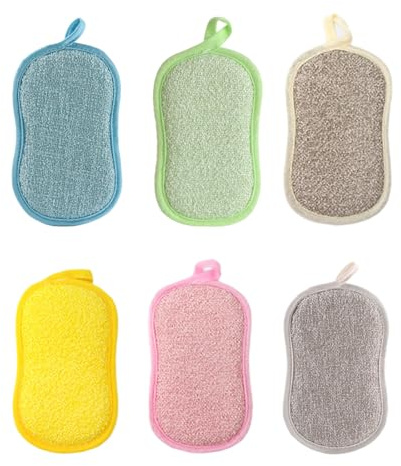 GGUFAY 6 Pezzi Spugne Cucina, Multi Purpose Antigraffio Spugnette Cucina,Spugna Piatti,Spugna Piatti Bifacciale Durevole, Spugna per la pulizia riutilizzabile, per Posate, Cucina, Bagno, Vetro