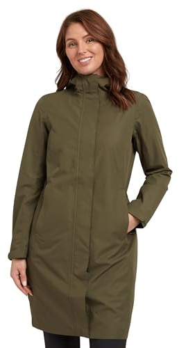 NORTH RIDGE Women's Switch Jacket with Peaked Hood and Waist Drawcord, Waterproof, Breathable, Durable & Lightweight Raincoat (UK, Numeric, 8, Regular, Regular, Khaki)