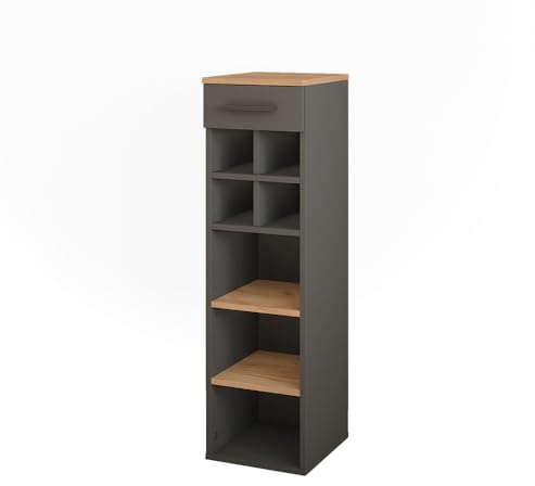 Vicco Weinregal Repose, Goldkraft Eiche/Anthrazit, 30 x 106 cm, zur Aufbewahrung von Weinflaschen und Büchern geeignet