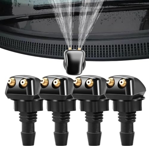 DOKRIN Automotive Windshield Wiper Nozzles, Kit ugelli lavavetri da 4 pezzi, ugello piccolo, ugello universale per parabrezza per auto, adatto per ugelli lavavetri con ugelli a doppio foro (nero)
