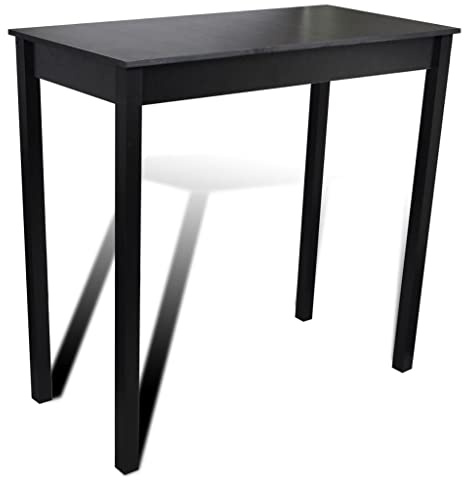 Jkghdrt Tavolo rettangolare in MDF con 2 sgabelli imbottiti in ecopelle come gruppo da pranzo per piccole cucine, tavolo da bar in nero