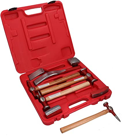AB Tools-Neilsen Kit de reparación de carrocerías Desabollado Hickory martillos Plataformas rodantes de moldeo Encogimiento 9pc