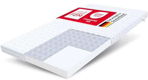 FDM Baby Care Kindermatratze 90 x 200 cm Babymatratze 9 cm Höhe Kinderbettmatratze H2 Härtegrad Polyurethanschaum mit Buchweizenfüllung Babybettmatratze Zweiseitig