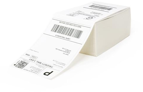 Buhbo 4 x 6 Direct Thermal Labels - Perforated BPA Free - Compatible with Zebra & Rollo Printer - Commercial Grade Shipping (500 Fanfold Labels)