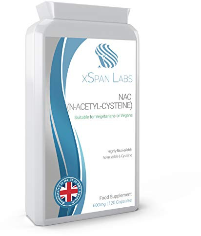 xSpan Labs NAC N-Acetyl-Cysteine 600mg - 120 Capsules of Nac Supplement | NAC N-Acetyl-Cysteine 600mg - 120 Capsules of Nac N-Acetyl-Cysteine - Vegan N-Acetyl-Cysteine Nutritional Supplements.
