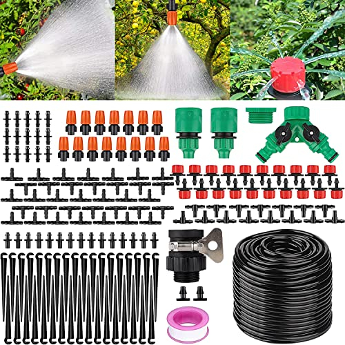 Systeme Arrosage Goutte a Goutte,Système d'irrigation Jardin,158 Pcs Kit d'irrigation Goutte à Goutte Automatique,avec 40m Tuyau, pour Paysager,Terrasse,Plantes