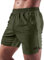 Satire Gym - Sporthose Herren kurz mit Taschen - Sport Shorts Männer als Laufhose Gymshorts (Running, Bodybuilding, Fitness dunkelgrün, M)