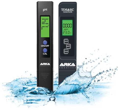 ARKA myAQUA medidor de pH/TDS/EC - medidor de la Calidad del Agua para pH, TDS, EC y Temperatura, Incl. solución de calibración, Ideal para acuarios, Piscinas, estanques y Agua Potable