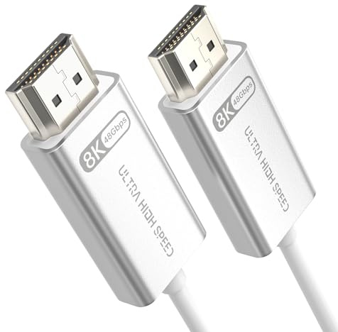 Câble HDMI 2.1 10K/8K fibre optique 7,6 m, câble super flexible 48 Gbit/s, 8K60Hz/4K120Hz, eARC, Dolby, HDCP 2.2/2.3, HDR 10, Blu-ray, Roku, LG, PS5, PS4