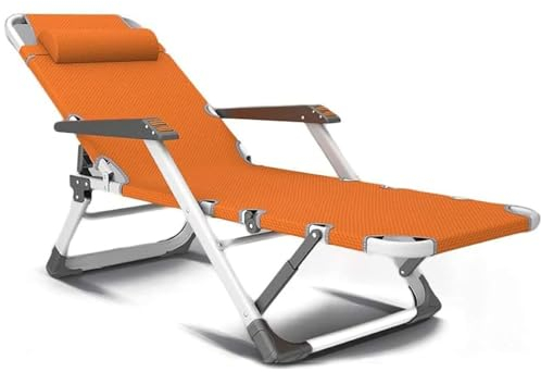 BEOTAY Relaxliege Garten,Liegestuhl Klappbar Mit Massagearmlehne,Liegestühle Für Zuhause, Büro,15 Gänge Einstellbar,Tragbar Kippliege/Sonnenstuhl,200 Kg/440 Pfund,Atmungsaktiv,Orange