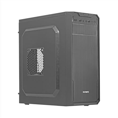 Nuwo Jester J901 Case ATX Mid Tower con Alimentatore 400W per PC Desktop Office Mini Tower mATX 0.40MM SPCC, Ventola da 80mm Preinstallata, USB 2.0, Nero