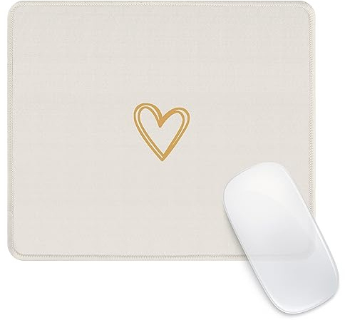 Ksriylm Tapis de Souris,Carré Beige Mignon Forme De Coeur Mouse Pad Mousepad de personnalité avec Base en Caoutchouc Imperméable et Antidérapante Mousepad pour Bureau,Travail,Ordinateur,Maison