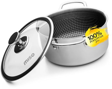 MISO Topf 20 cm (3L) Diamond Dust Keramik Non-Stick, Pot für Induktion. Frei von PFOA/PFAS, backofenfest bis 300°C, spülmaschinenfest, Tri-Ply mit Diamantbeschichtung