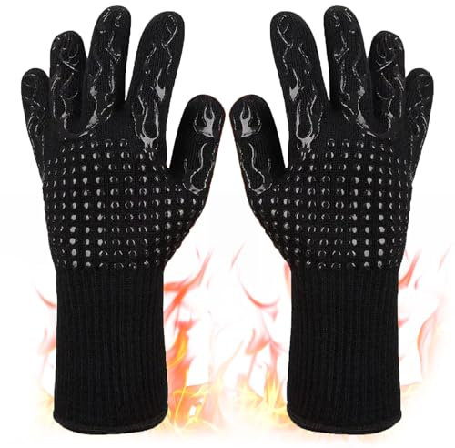 Guantes para Barbacoa Resistentes al Calor hasta 800°C - Guantes ignífugos para Cocina, Horno y Exteriores con Agarre Antideslizante
