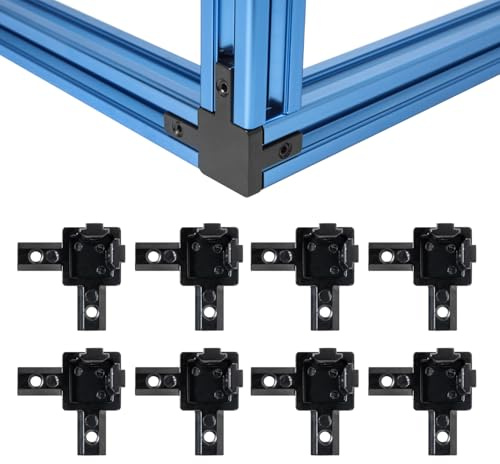 POWERTEC 3-Way End Corner Bracket (8 Sets) – Fits T-Slot and V-Slot Profile Aluminum Extrusion, Ideal for CNC Machines, 3D Printers, Custom Enclosures, and More (74004)