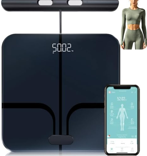 Hume Body Check Körperfettwaage mit 8 Frequenzsensoren, Personenwaage mit Körperfett, Smart Waage mit App Für Körperfett, Muskelmasse, Bmi,28 Wichtige Kennzahlen Zur Körperzusammensetzung