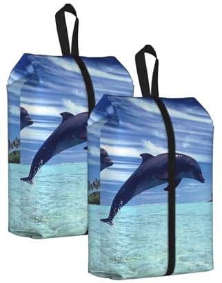 Balene che saltano， Confezione da 2 borse porta scarpe da viaggio, borse porta scarpe impermeabili, organizer per scarpe da viaggio e per la casa
