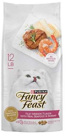 Purina Fancy Feast Gourmet - Cibo secco per gatti, sapore filet mignon con veri frutti di mare e gamberetti, sacchetto da 5,4 kg
