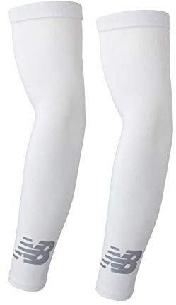 New Balance Unisex Outdoor Sports Compression Arm Sleeves, Arm Warmer, White, Large/X-Large(1 Pair)