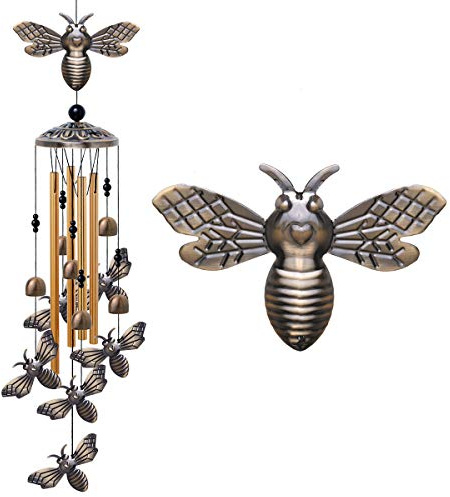 Campanelli a vento da giardino, decorazione per interni ed esterni, con 4 tubi, 6 campane, 7 api, scacciapensieri romantici, per casa, regali per mamma, balcone, albero, festival, decorazione da