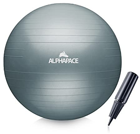 ALPHAPACE Tjock anti-burst gymnastikboll sittboll träningsboll inklusive luftpump, boll för fitness, yoga, gymnastik, core träning, för starka ryggar som kontorsstol