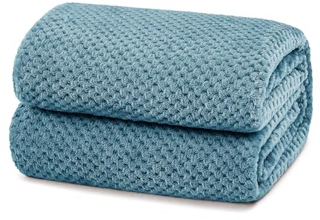 Yebeda Coperta Plaid Pile a Nido D'ape, Coperta per Divano e Letto Matrimoniale in Flanella, Morbida e Calda, 150 x 200 cm, Blu Ardesia
