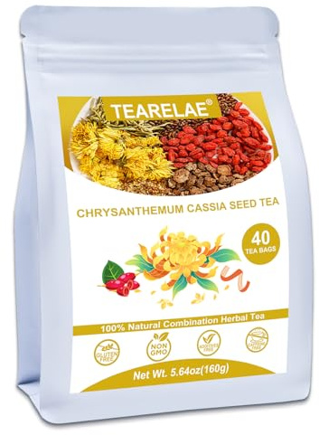 TEARELAE - Chrysanthemum Cassia Seed Tea - 4g x 40 Count - Burdock Root, Goji Berry, Honeysuckle, Osmanthus - Combination Herbal Tea Bag