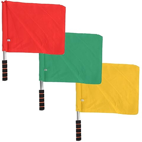 Xnferty 3pcs Competition Referee Signal Flag Stainless Steel Hand Flag Signal Flag Track and Field Sports Training Flag Special Patrol Performance Linesman Official Flag for Soccer Volleyball