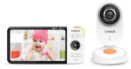 Vtech VM818 HD Baby Monitor - Video Baby Monitor with Wide Angle Camera - HD Video, Clear Sound, 5 Inch LCD Colour Screen and Night Vision Function - with Intercom, Lullabies and Sounds