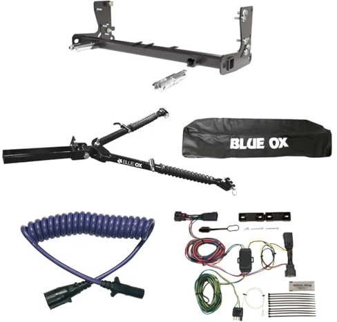 TrendsAuto Blue Ox Alpha Tow Bar & Baseplate Combo with Electrical Cable Extension & EZ Light Wiring Harness fits 2020 2024 Gladiator | Includes TrendsAuto Decal