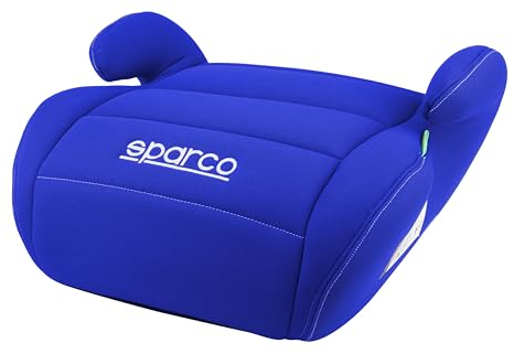 Sparco Autositz-Erhöhung für Kleinkinder Blau i-Size für Jungen und Mädchen. Zugelassen nach ECE R129/03 125-150 cm. Mit 3 cm abwaschbarem Bezug. Hergestellt aus hochfestem ABS