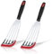 2 Pack Fish Turner Spatula, Heat Resistant Silicone-Tip Slotted Spatula, Fish Slice for Non Stick Pans, Flexible and Thin Stainless Steel Spatulas for Fishs, Egg, Pancake
