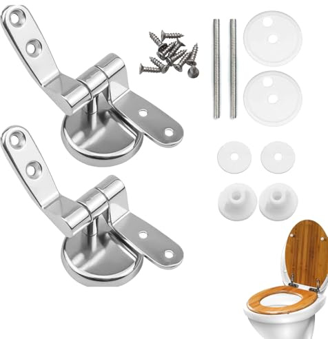 ZFRITP Cerniera universale per sedile WC 2 lotti, kit di ricambio con cerniera e viti in lega di zinco, cromato, argento