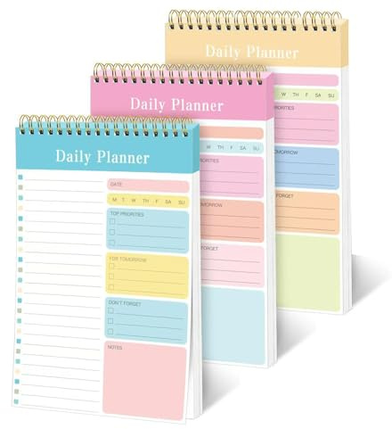 Blocco note per lista delle cose da fare, agenda giornaliera senza data, 52 fogli a strappo, 16,5 x 24,9 cm, lista di controllo organizer per la produttività con programma orario per le attività