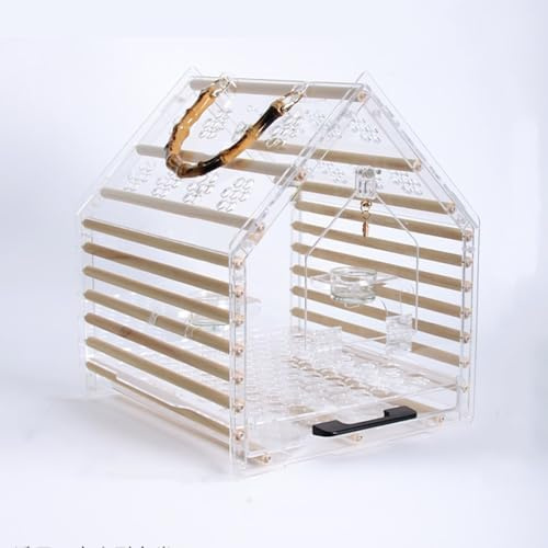 Confortable Nichoir Portable en Acrylique, Cage à Oiseaux décorative d'extérieur assemblée et Respirante, Facile à Nettoyer Pratique(Petit)