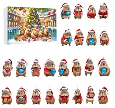 SERUCARY 24 Pezzi Calendario Avvento Natale Calendario Animali Portachiavi Acrilico Ciondolo Giocattolo per Bambini Ragazzi Ragazze Adolescenti, Un set