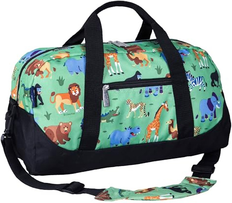 Wildkin Kids Overnighter Duffel Bag – Carry-On Size, Ideal for School & Sleepovers – Wild Animals