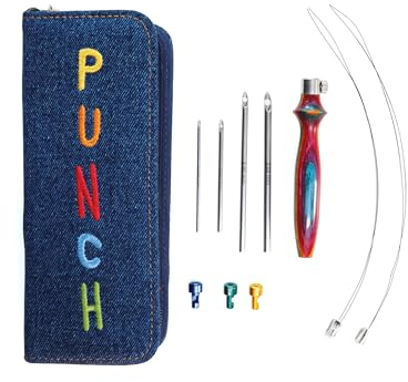 KnitPro - Glatt Fertig Beschwingt Holz und Glänzend Metall Punch Nadeln Stickerei Bausatz - 1 Satz, Blau