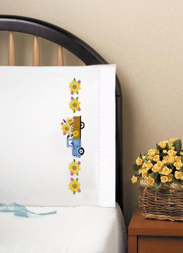 Design Works Crafts Tobin Stamped Pillowcases for Embroidery - Set of 2, Various, Standard
