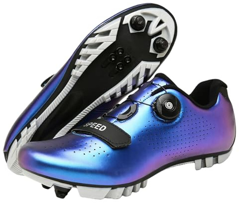 Unisex Cykelskor, Mountainbikeskor För Män Och Damer, Pro MTB Outdoor Sneakers Kompatibla Med Alla SPD, Unisex Cykelsko Med Quick-Rotate Lace System Blue, 36 EU