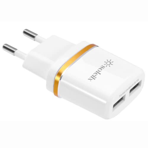 soleilx Caricatore USB da Muro, 3.1A 5V Caricabatterie Alimentatore Presa USB 2 Porte, Spina per modelli iPhone XS Max XR X 8 7 6 5S Plus, Samsung, Xiaomi, Android