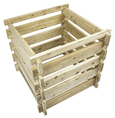 Träkomposter, sibirisk lärk, 100 x 100 x H 80 cm med träinstickssystem, kompost, kompost, kompost, kompostsilo