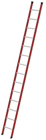 PROREGAL Sprossen-Anlegeleiter GFK/Alu ohne Traverse | 14 Sprossen | Leiter, Teleskopleiter, Trittleiter, Bockleiter, Sprossen-Doppelleiter