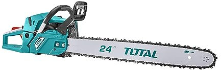 TOTAL - Motosega a Scoppio 62CC, Motosega a Benzina con Lama da 60cm, Motosega a Scoppio Professionale per Potatura di Alberi, Taglio Legna e Disboscamento