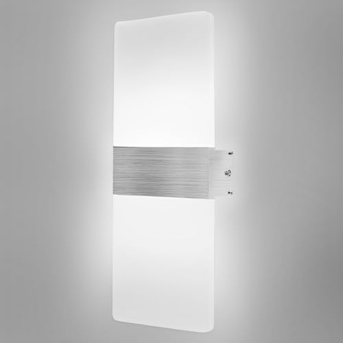 DAGORD Aplique Pared Interior LED Moderna - Lámpara de Luz Blanca 6500K 12W Acrílica - Iluminación Arriba y Abajo para Dormitorio, Salón, Pasillo, Escalera