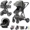 BEBBY 3-in-1 Kinderwagen KombiKinderwagen-Set 2-in-1 Buggy faltbar Luxus Hochlandschaft Neugeborenes Tragbarer Kinderwagen Zusammenklappbarer Kinderwagen Kinderwagen Travel System