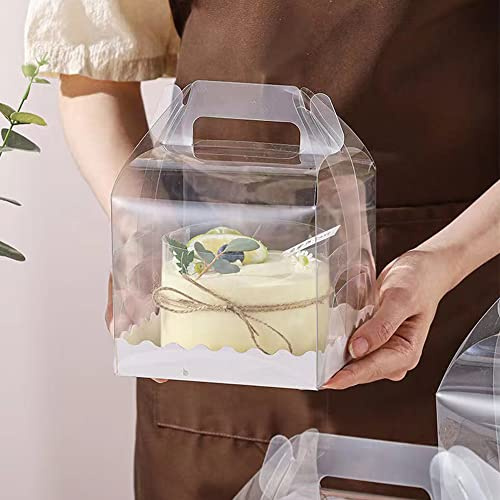 Oaygat 10Pcs Transparent Cake Box - 5 Inch Square Plastic Baking Box for Cupcakes, Candy & Chocolate Dessert