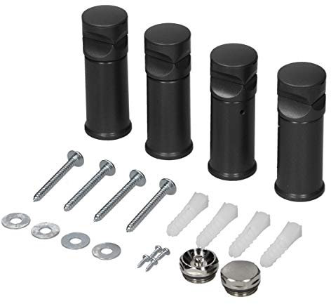 LuxeBath Support pour Radiateur de Salle de Bain - Anthracite - pour Modèles Droits et Courbes - Matériel de Montage: Supports Muraux, Vis et Chevilles, Vis de Support, Vanne de Purge 1/2, Obturateur